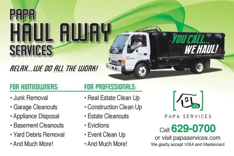 Truck advertisement for hauling services