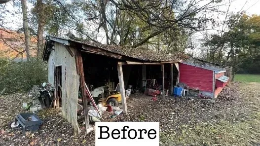 Old, dilapidated shed in nature